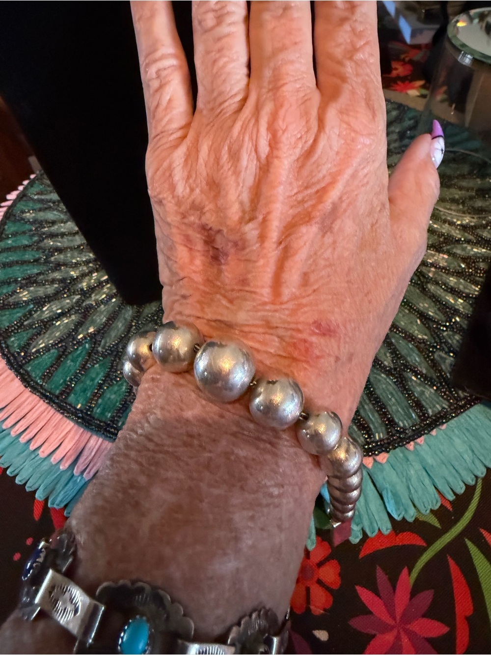 Gorgeous Mexican Sterling Beads Bracelet